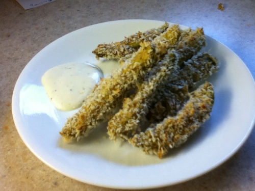 fried pickles and ranch dressing
