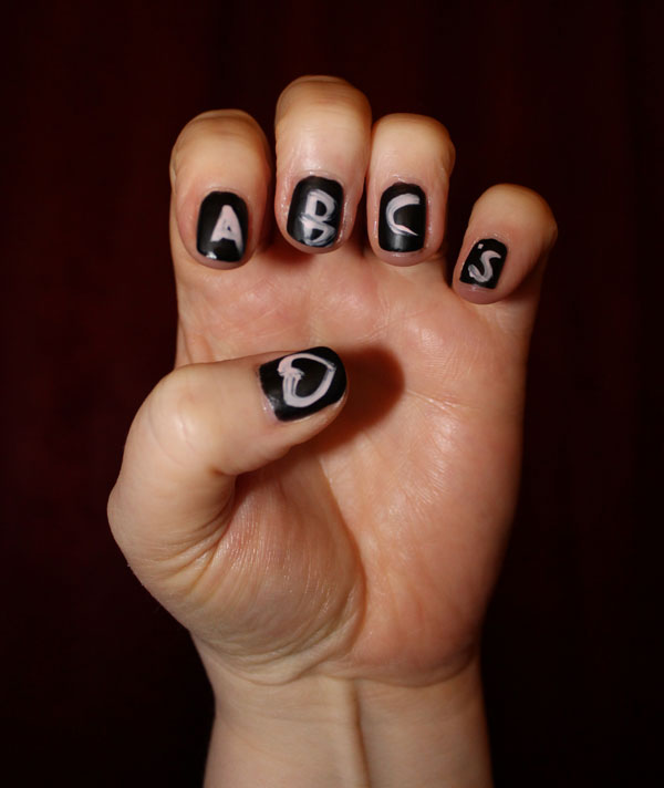 Playing with my ABCs with Revlon chalkboard nail polish duo.