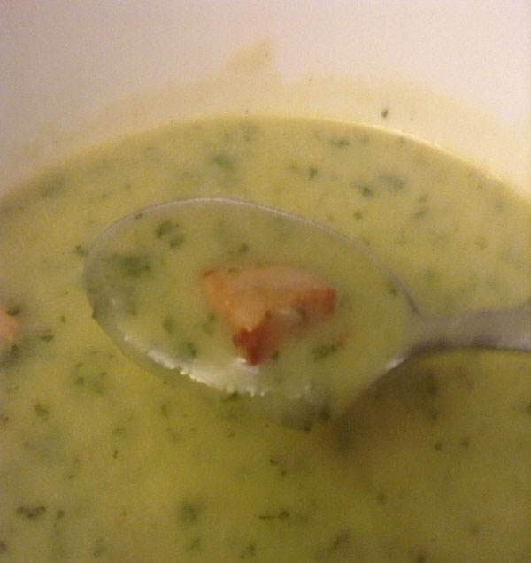 A spoonful of my potato kale and chorizo soup. 