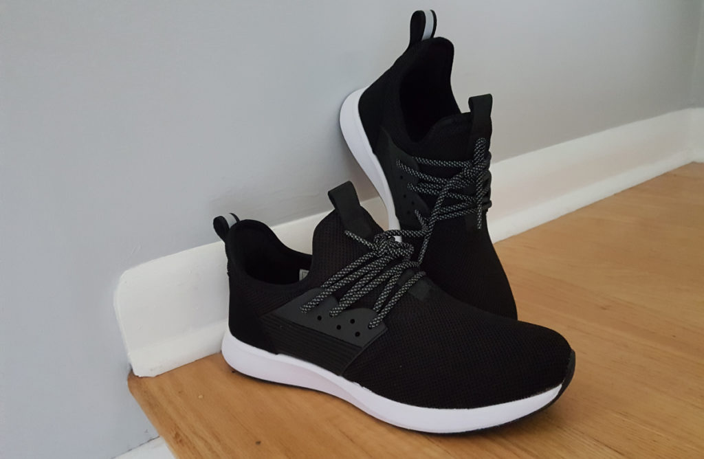 First look of Loom Footwear Waterproof Sneakers in Black out of the box.